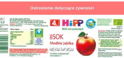 Obecność ciał obcych w partii soku HIPP 100% Słodkie Jabłka po 4 miesiącu 200 ml