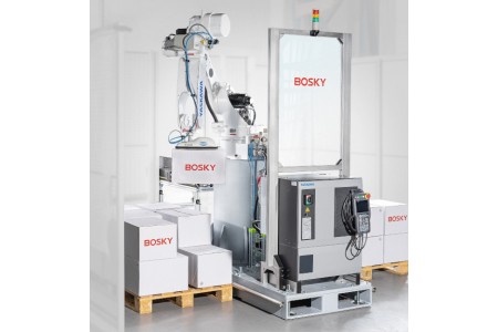 Seria robotów MOTOMAN GP i GP FGG – Zrobotyzowana stacja do paletyzacji BOSKY Robopal Y (z robotem Yaskawa GP25)