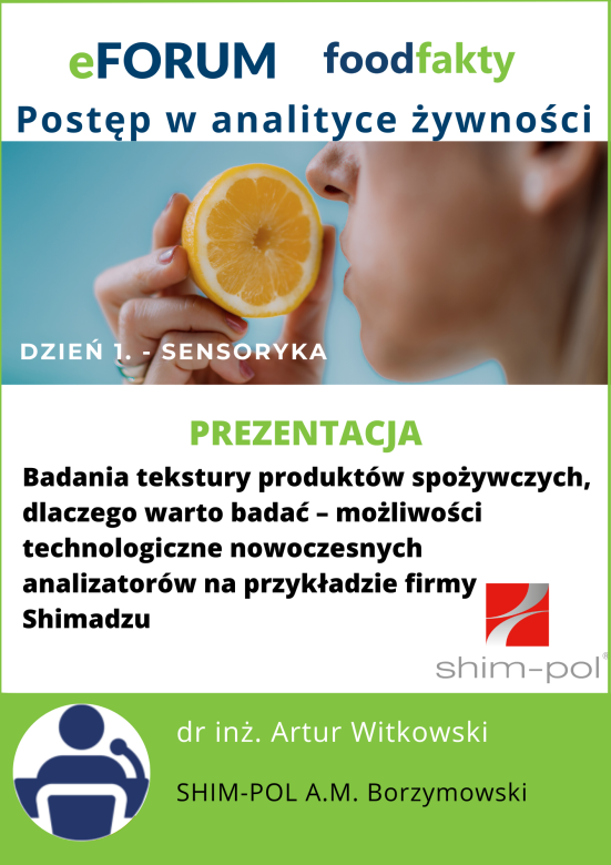eFORUM Postęp w analityce żywności. Dzień 1. - Sensoryka - SHIM-POL