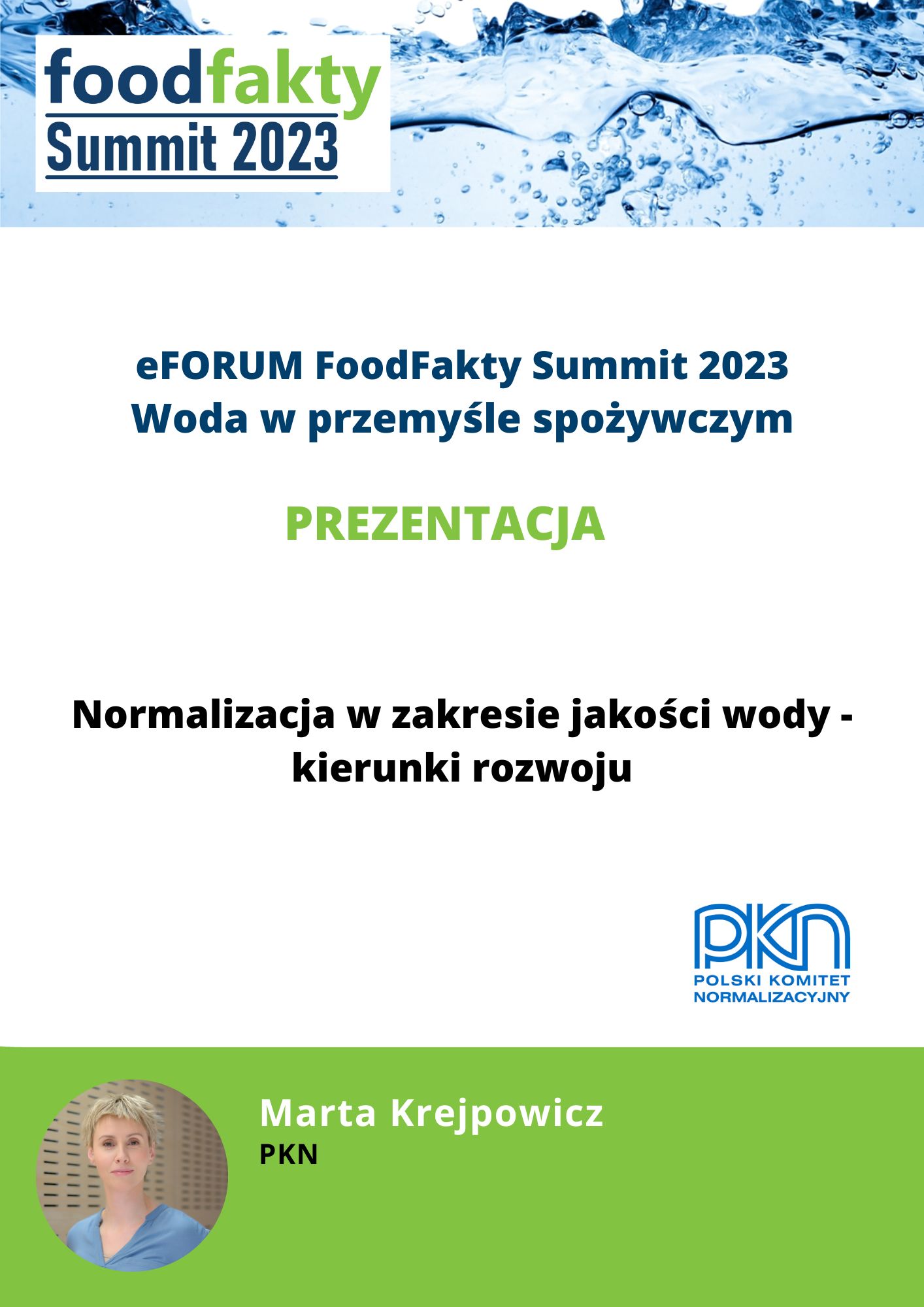 FoodFakty Summit Woda w przemyśle spożywczym - prezentacja PKN
