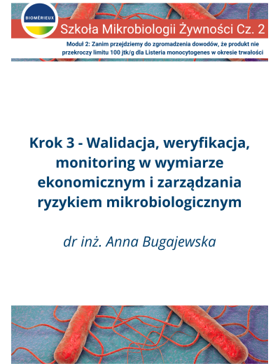 Walidacja, weryfikacja, monitoring w wymiarze ekonomicznym i zarządzania ryzykiem mikrobiologicznym