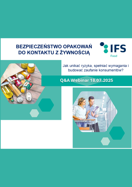 Bezpieczeństwo opakowań do kontaktu z żywnością - webinar IFS odpowiedzi Q&A