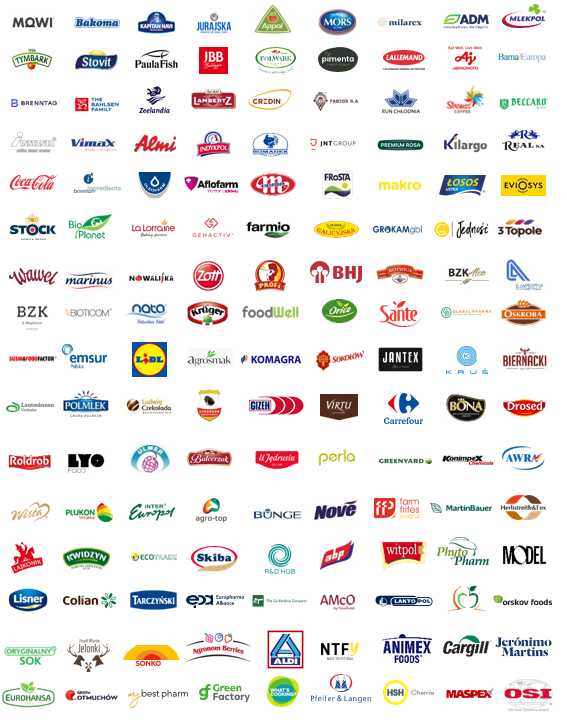 Logotypy firm korzystających z FoodFakty